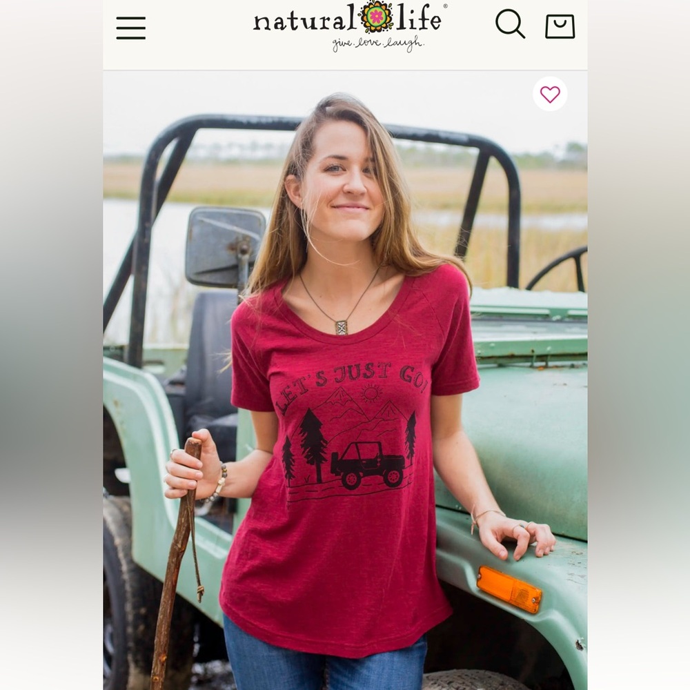 NATURAL LIFE Boho Cotton Tee Shirt - Cranberry